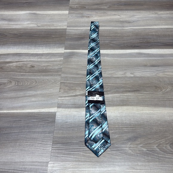 Zanetti Blue and Silver Striped Tie made in Italy NWT - Picture 3 of 5